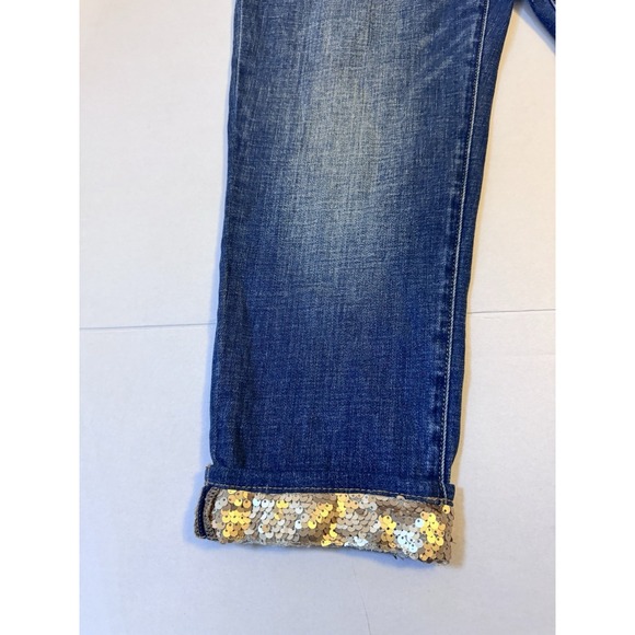 Chico's Boyfriend Ankle Gold Cuff  Jeans Stretch Modern Size 4P - Picture 4 of 9